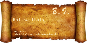 Balika Itala névjegykártya
